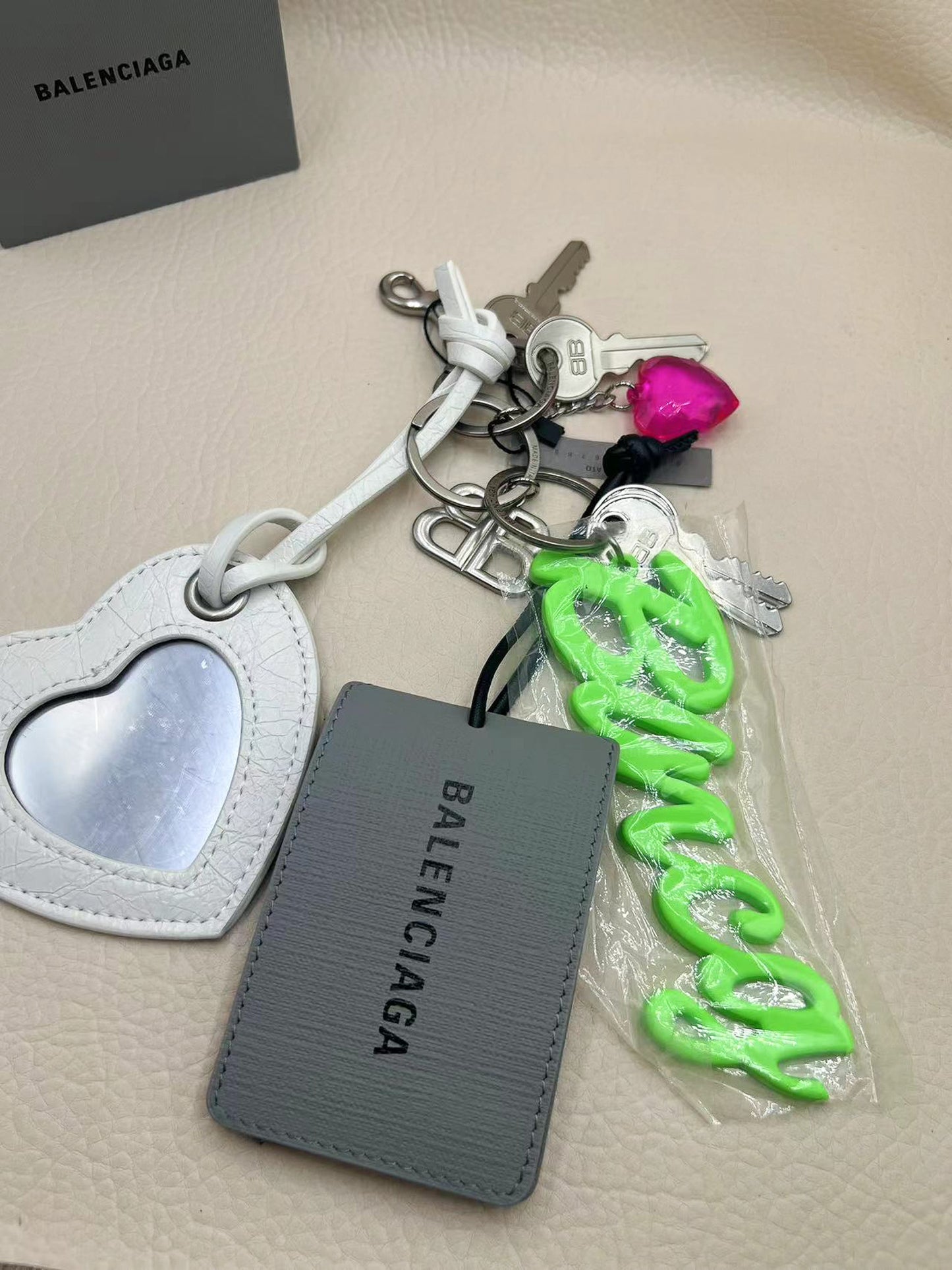 Rodeo Bling Bag charm & Key Chain white heart charm