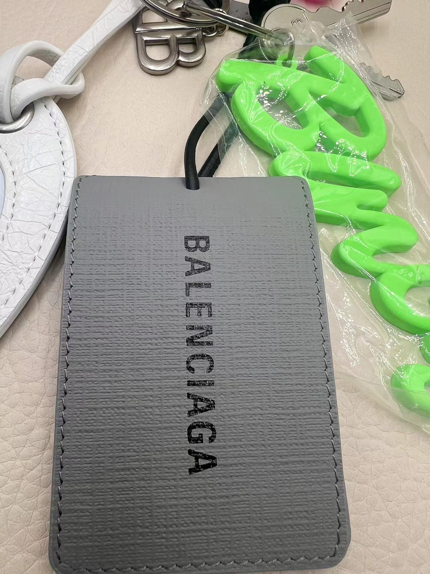 Rodeo Bling Bag charm & Key Chain white heart charm