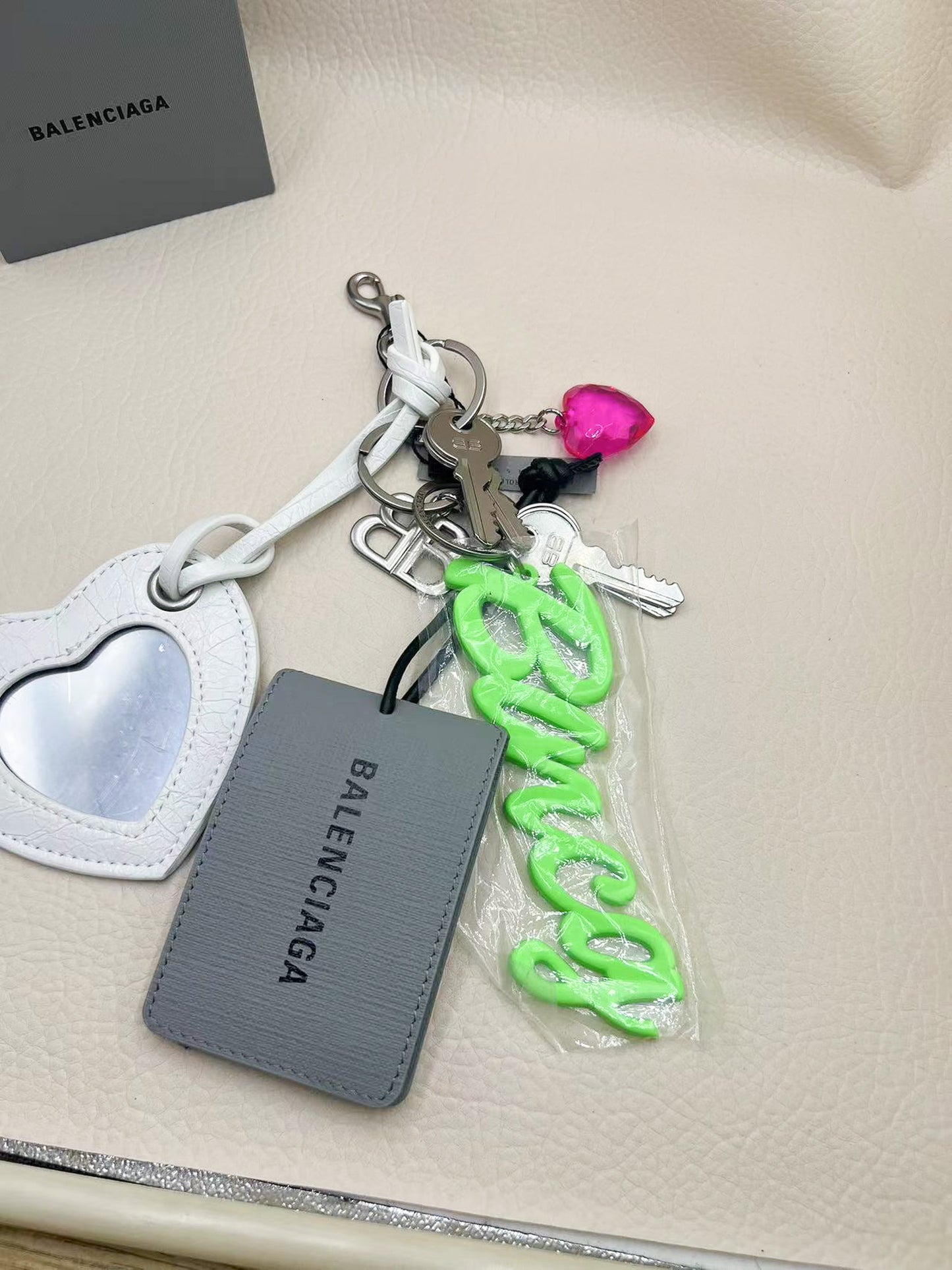 Rodeo Bling Bag charm & Key Chain white heart charm