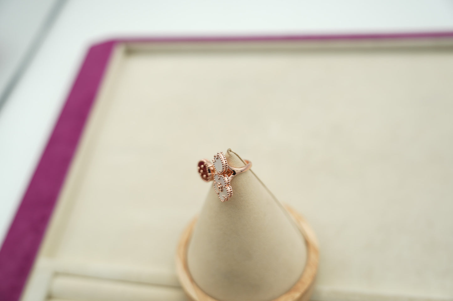 Mother of pearl Lucky Spring Plum Blossom ring 925 silver 18k rose gold plated open ring