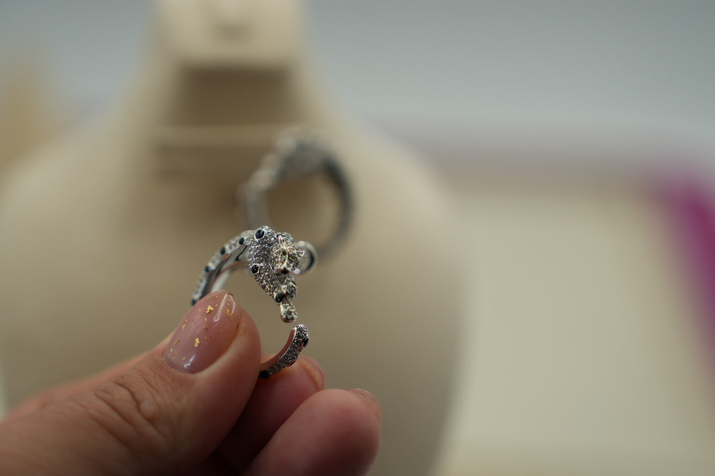 Panther head earrings 925 silver 18k  gold plated