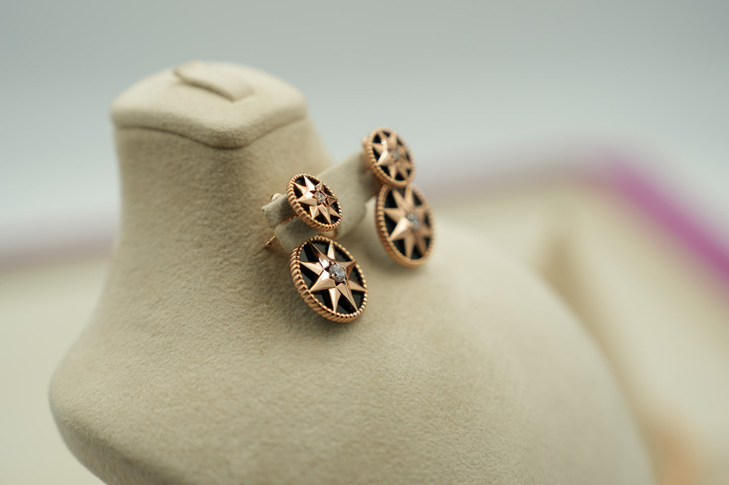 Celeste RDV Onyx earrings 925 silver 18k rose gold plated