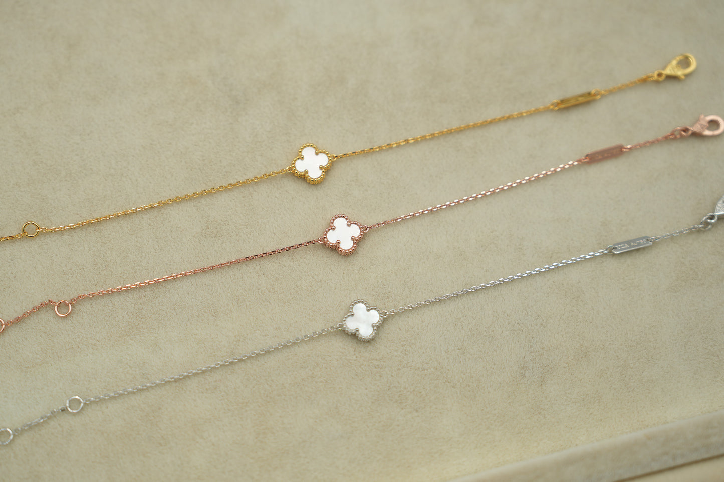 Sweet one clover Mother of pearl 10mm clover bracelet 925 silver 18k gold plated