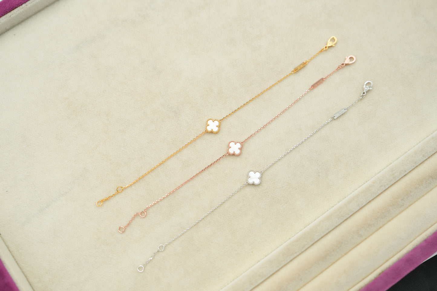 Sweet one clover Mother of pearl 10mm clover bracelet 925 silver 18k gold plated
