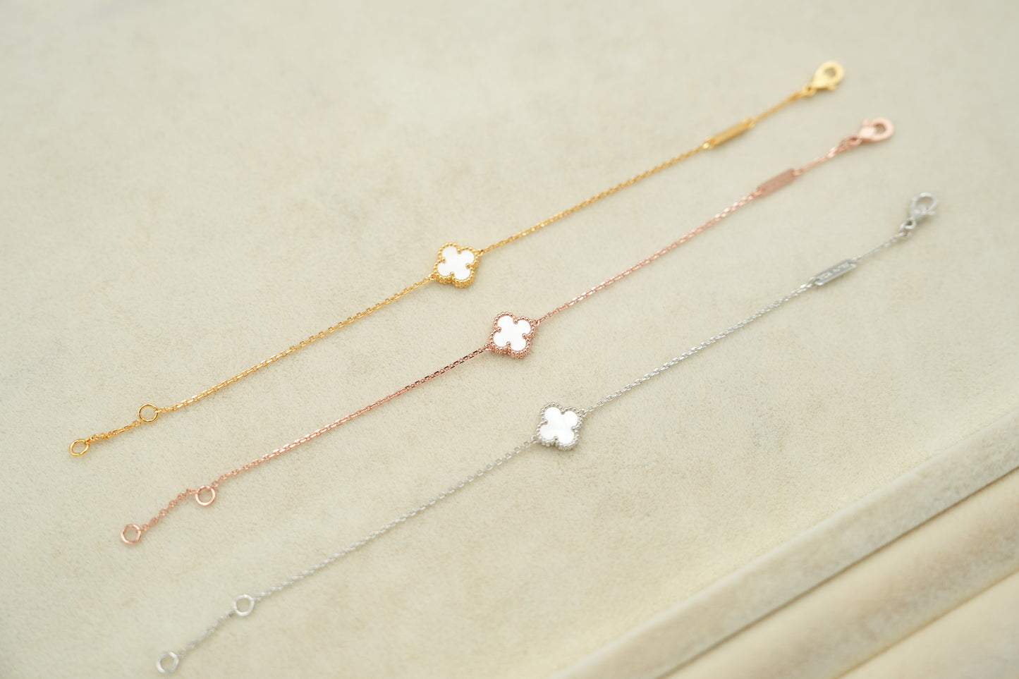 Sweet one clover  Mother of pearl  10mm clover bracelet 925 silver 18k gold plated