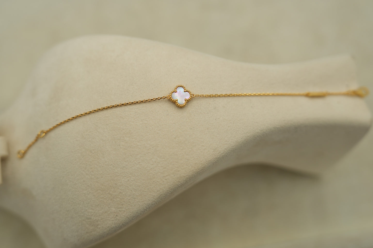Pink Mother of pearl sweet 10mm clover bracelet 925 silver 18k gold plated