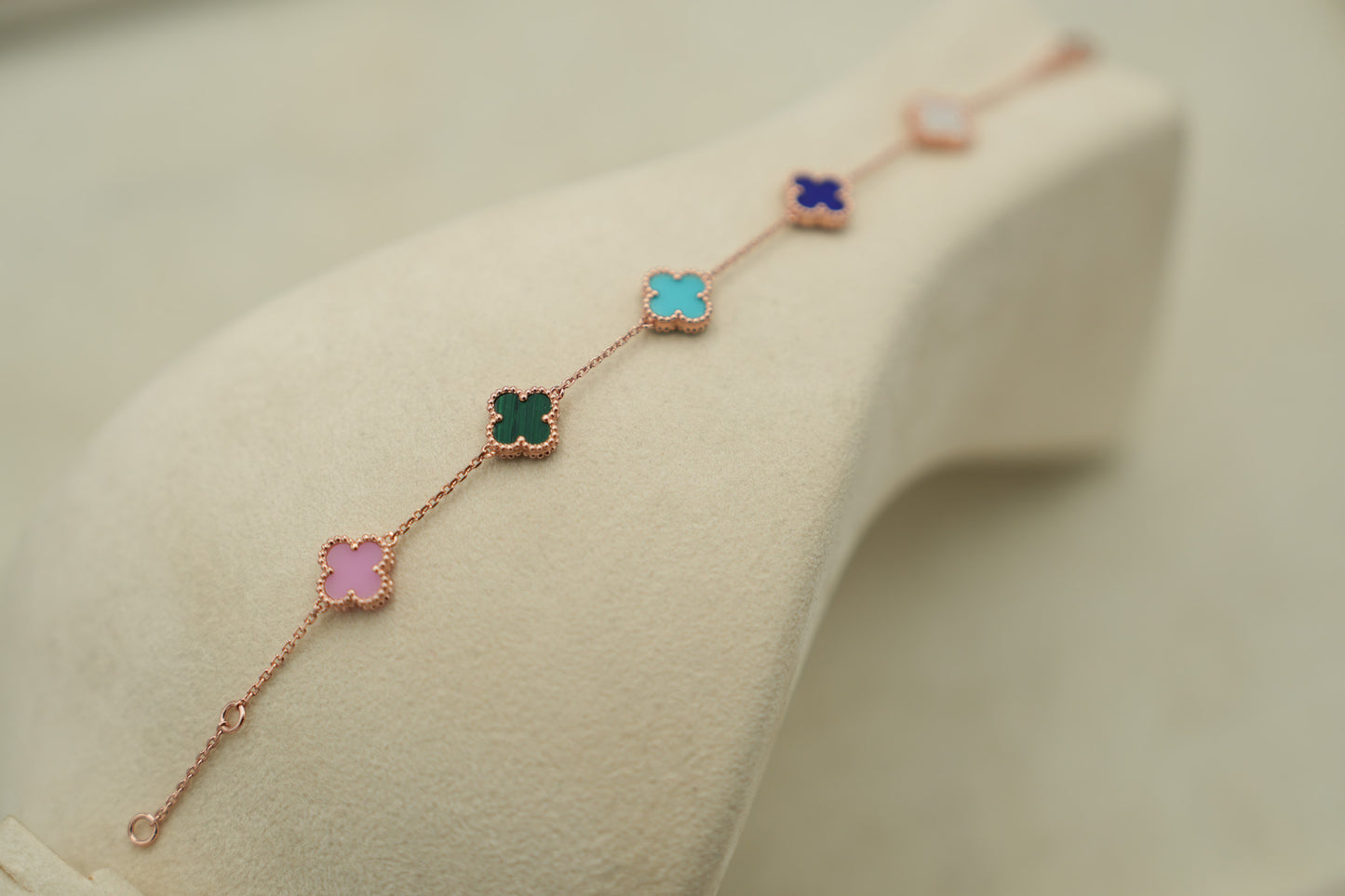Sweet rainbow 10mm clover bracelet 925 silver 18k gold plated