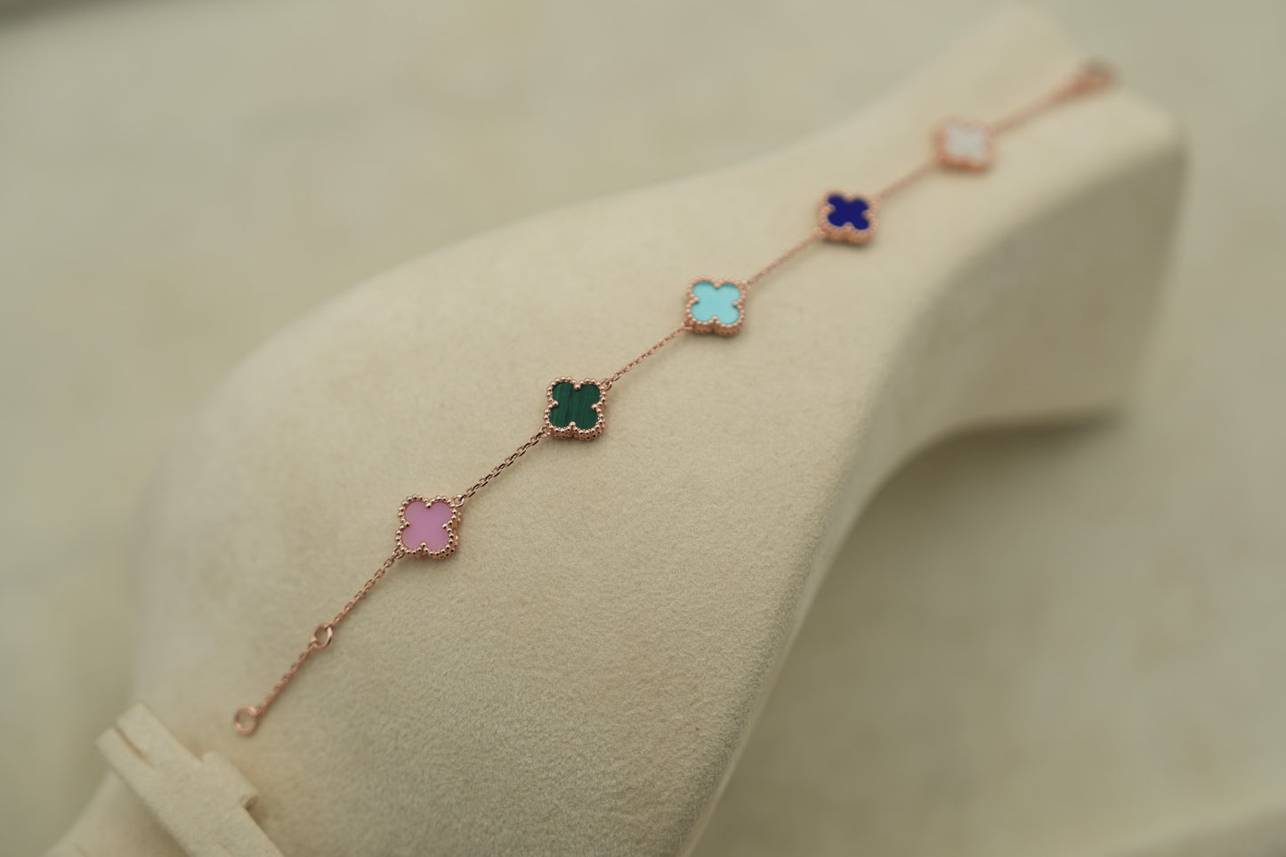 Sweet rainbow 10mm clover bracelet 925 silver 18k gold plated