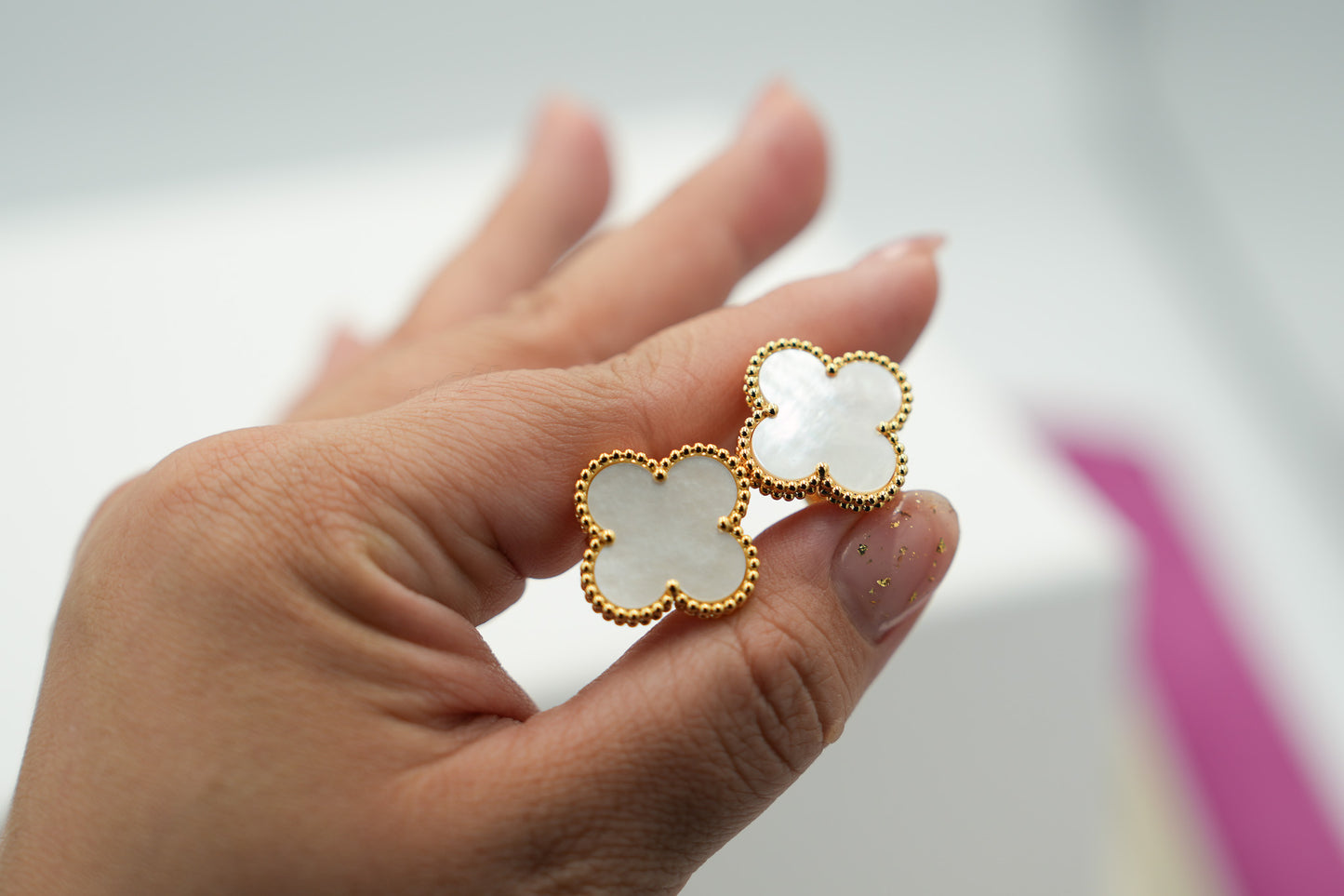 20mm Magic Clover earrings 925 silver 18k gold plated