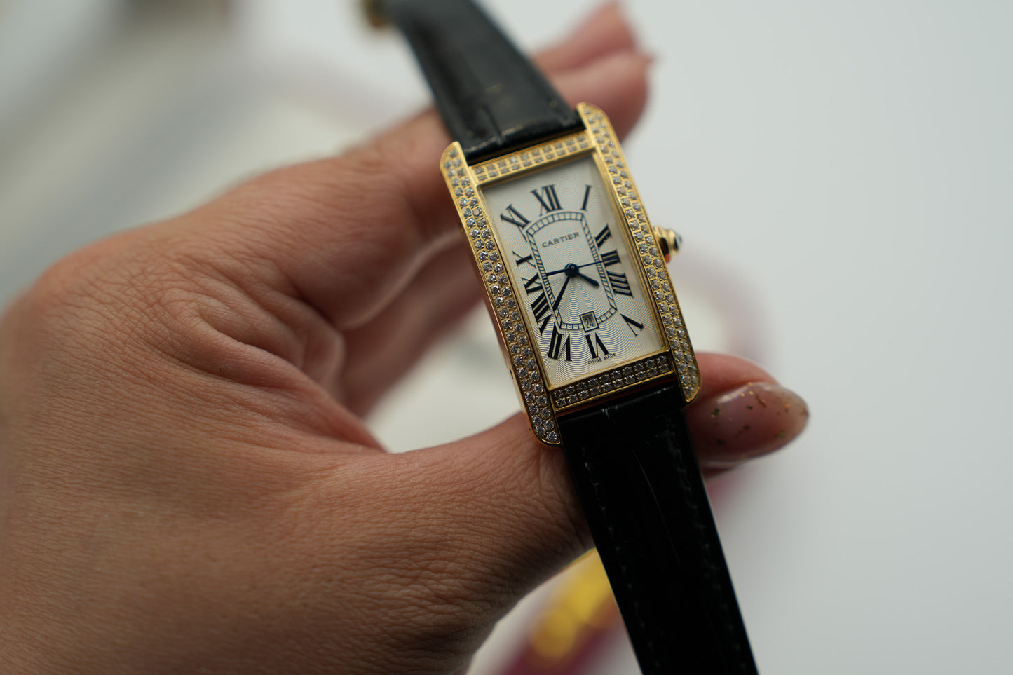 Square fashion luxury watch leather strap quartz watch gold color