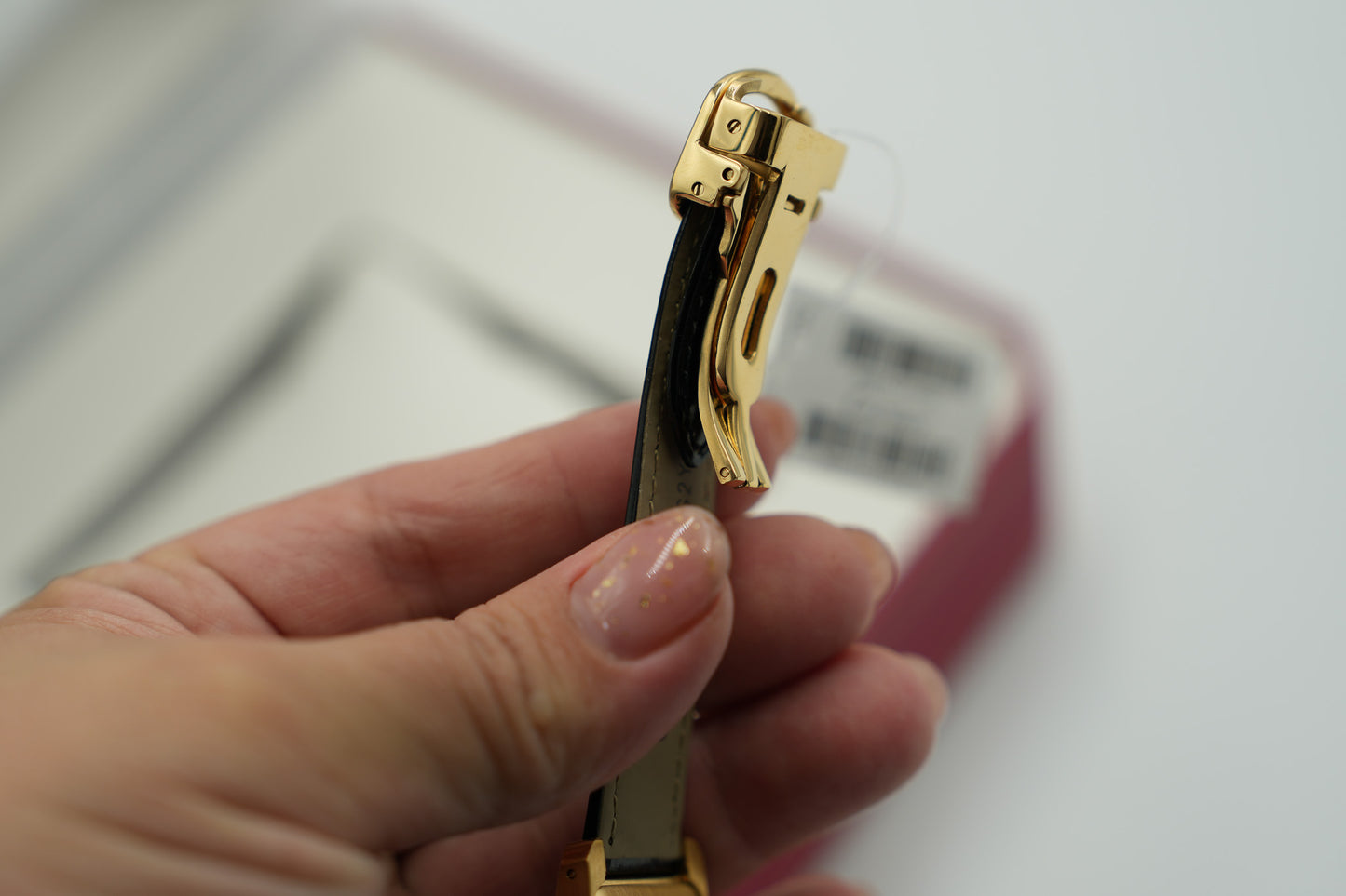 Square fashion luxury watch leather strap quartz watch gold color