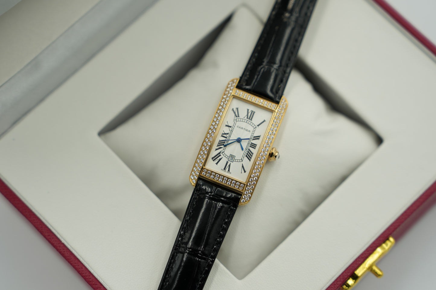 Square fashion luxury watch leather strap quartz watch gold color