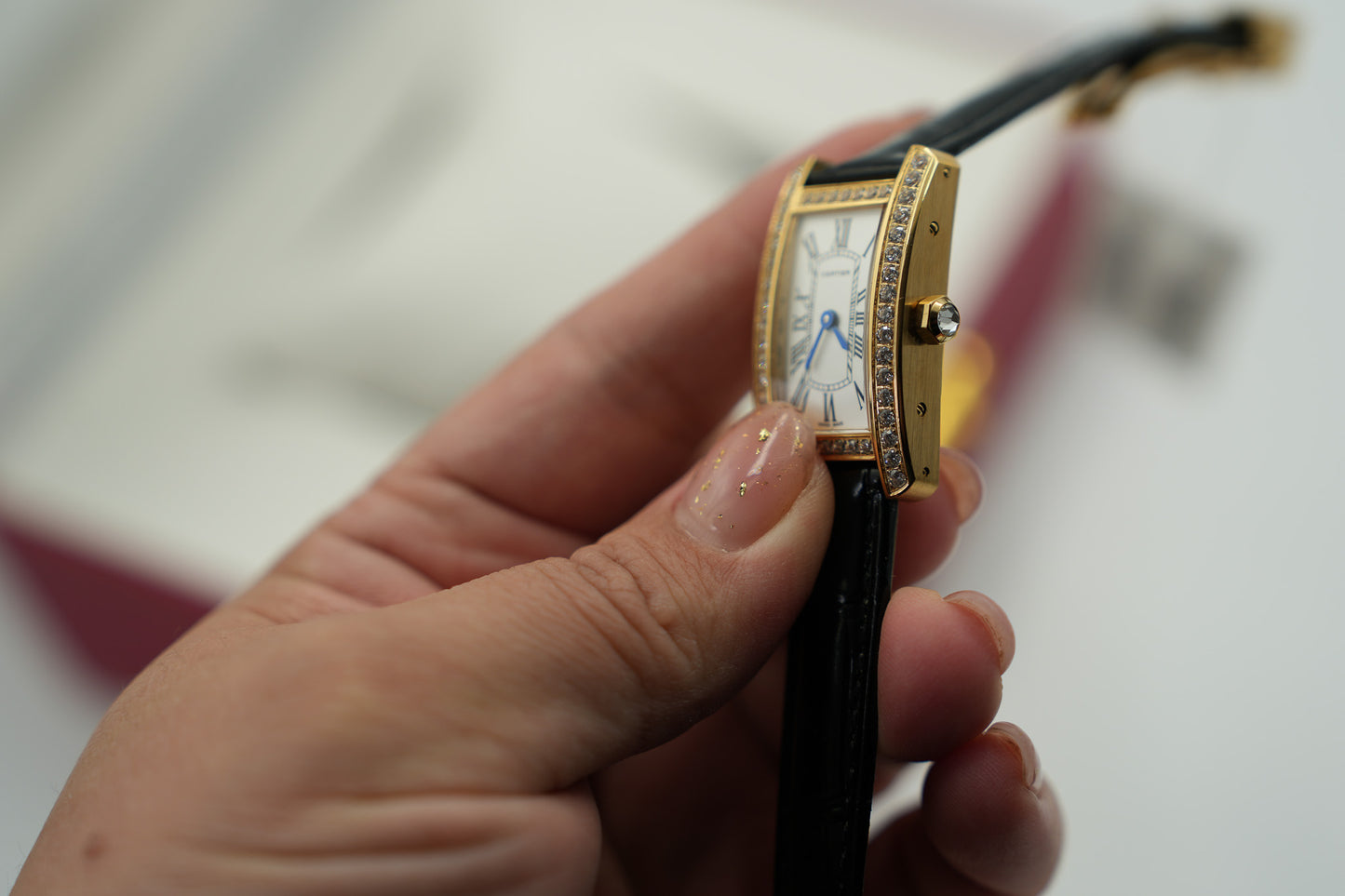 Small Square fashion luxury watch leather strap quartz watch gold color