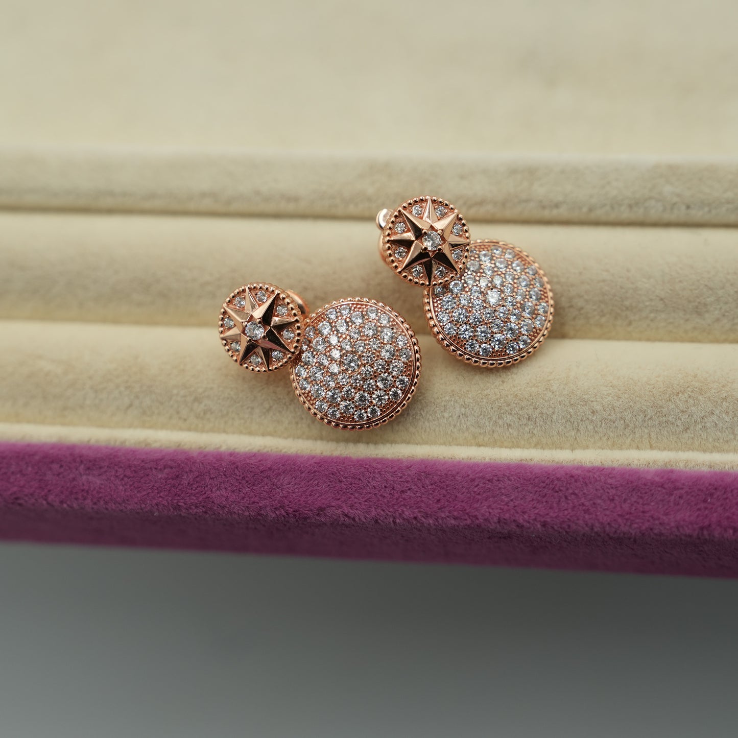 CZ Celeste RDV earrings 925 silver 18k rose gold plated