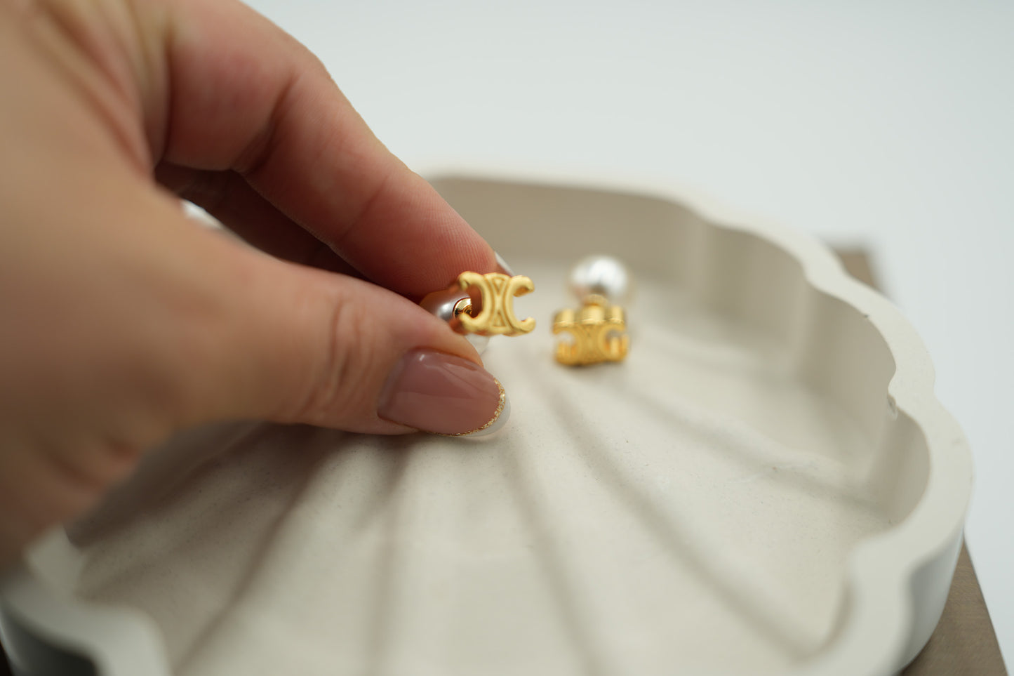 Pearl earrings 925 silver 18k  gold plated post back