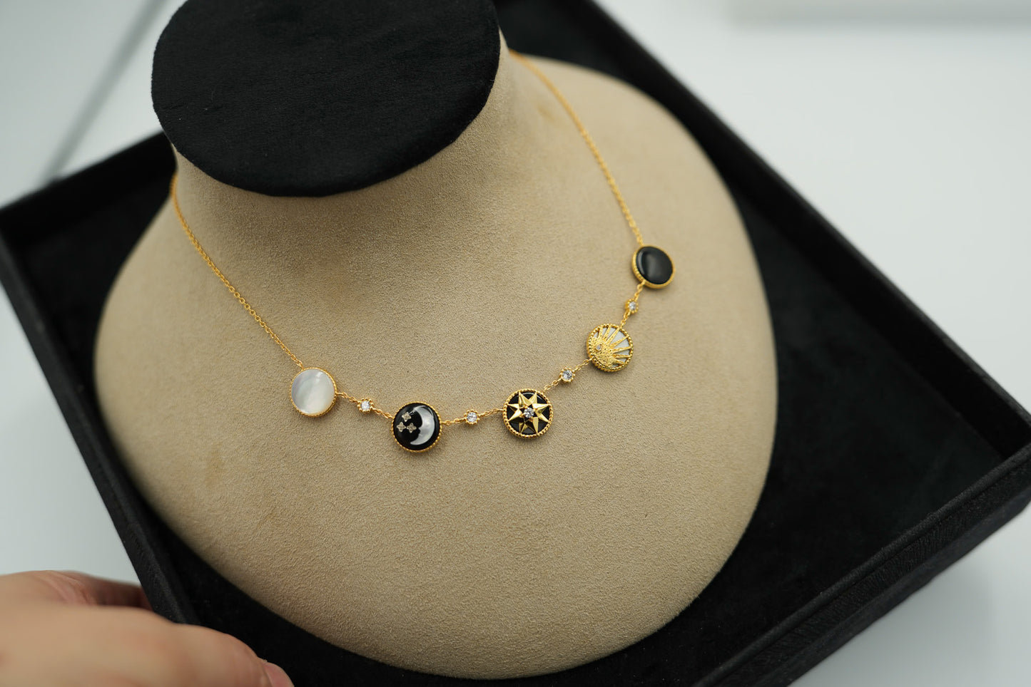 RDV style pink Day & Night Celeste necklace 925 silver 18k gold plated