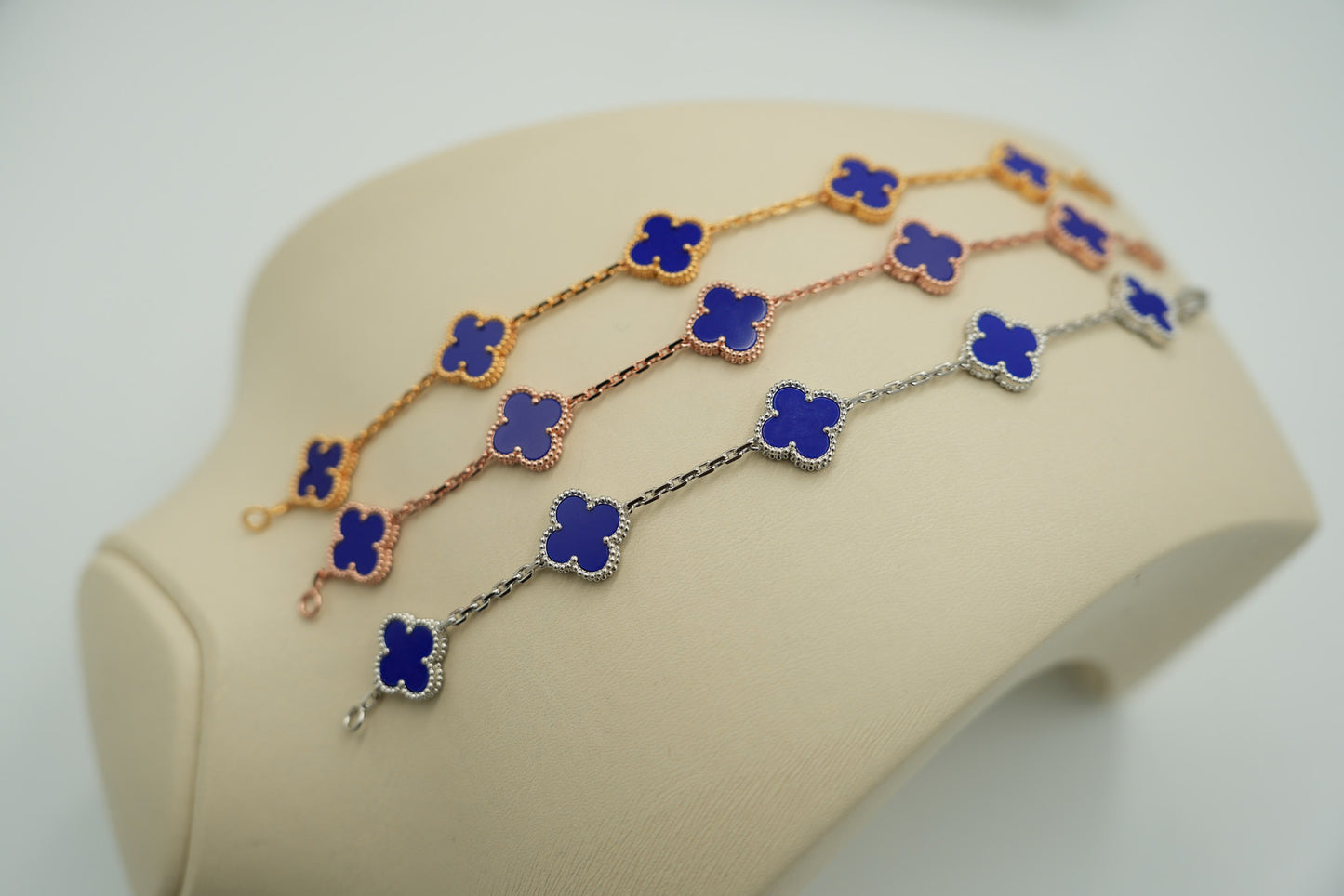 Lapis lazuli 5 motif bracelet 925 silver 18k gold plated