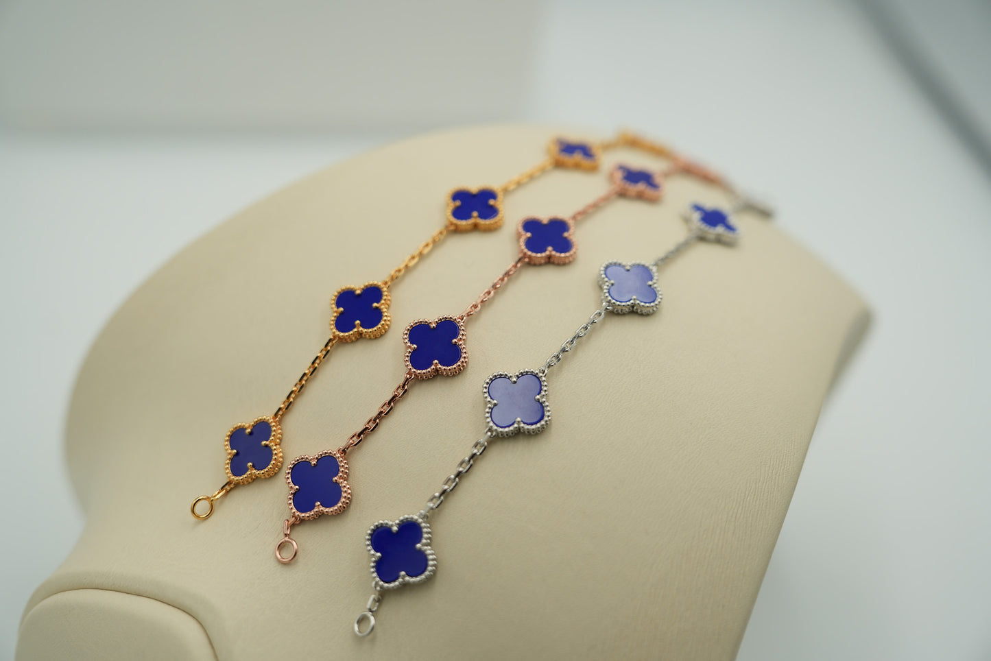 Lapis lazuli 5 motif bracelet 925 silver 18k gold plated