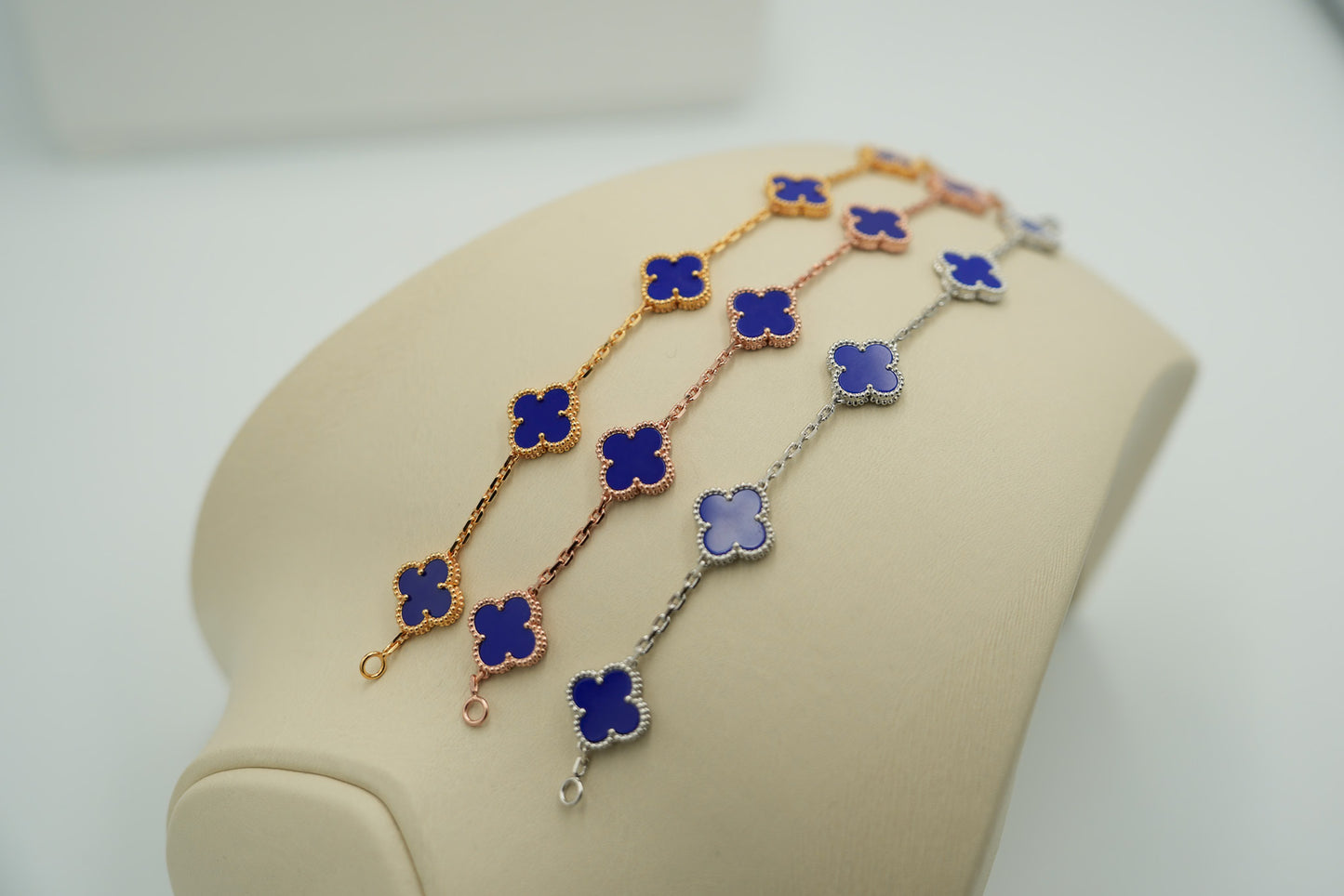 Lapis lazuli 5 motif bracelet 925 silver 18k gold plated