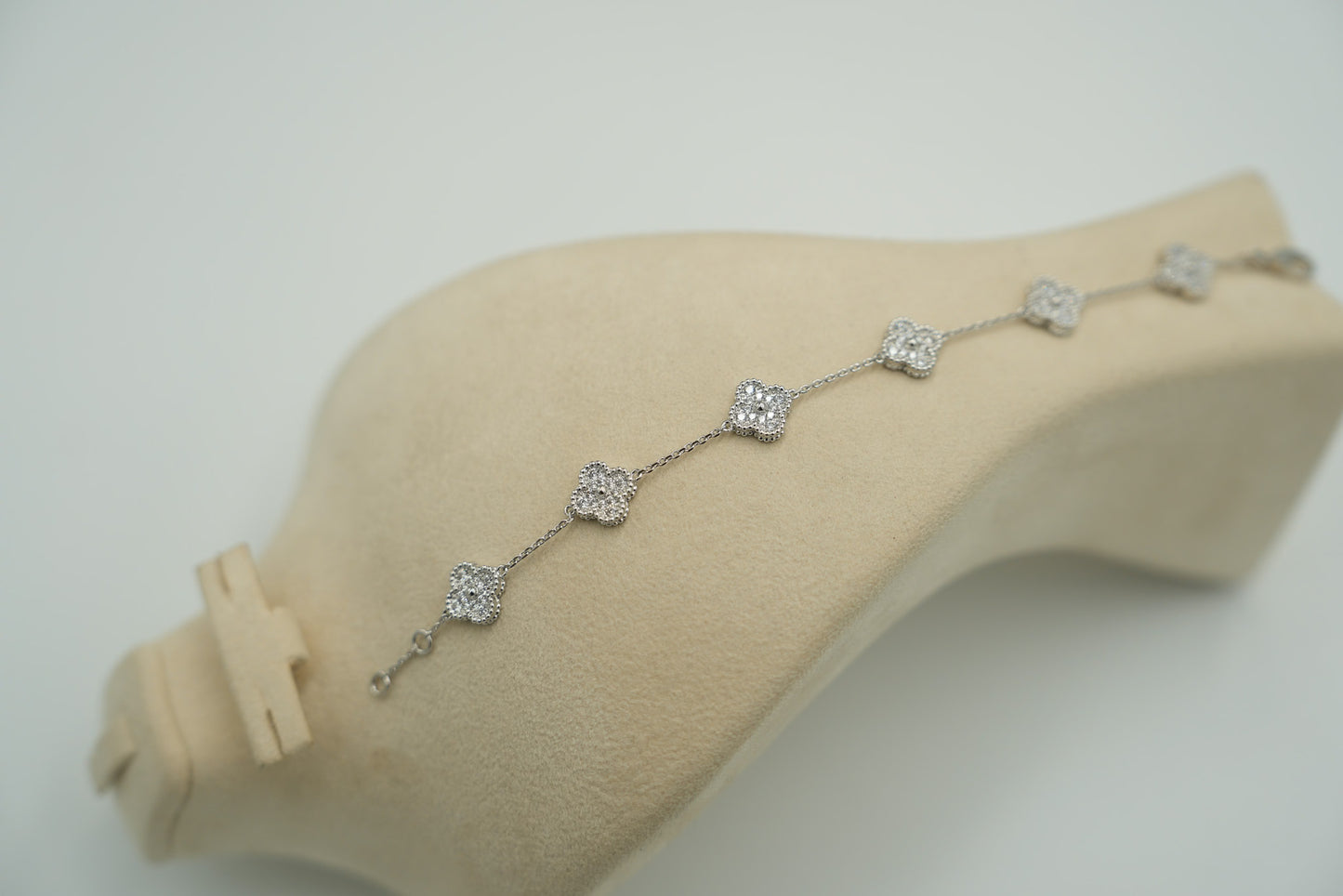 CZ sweet 10mm clover bracelet 925 silver 18k gold plated