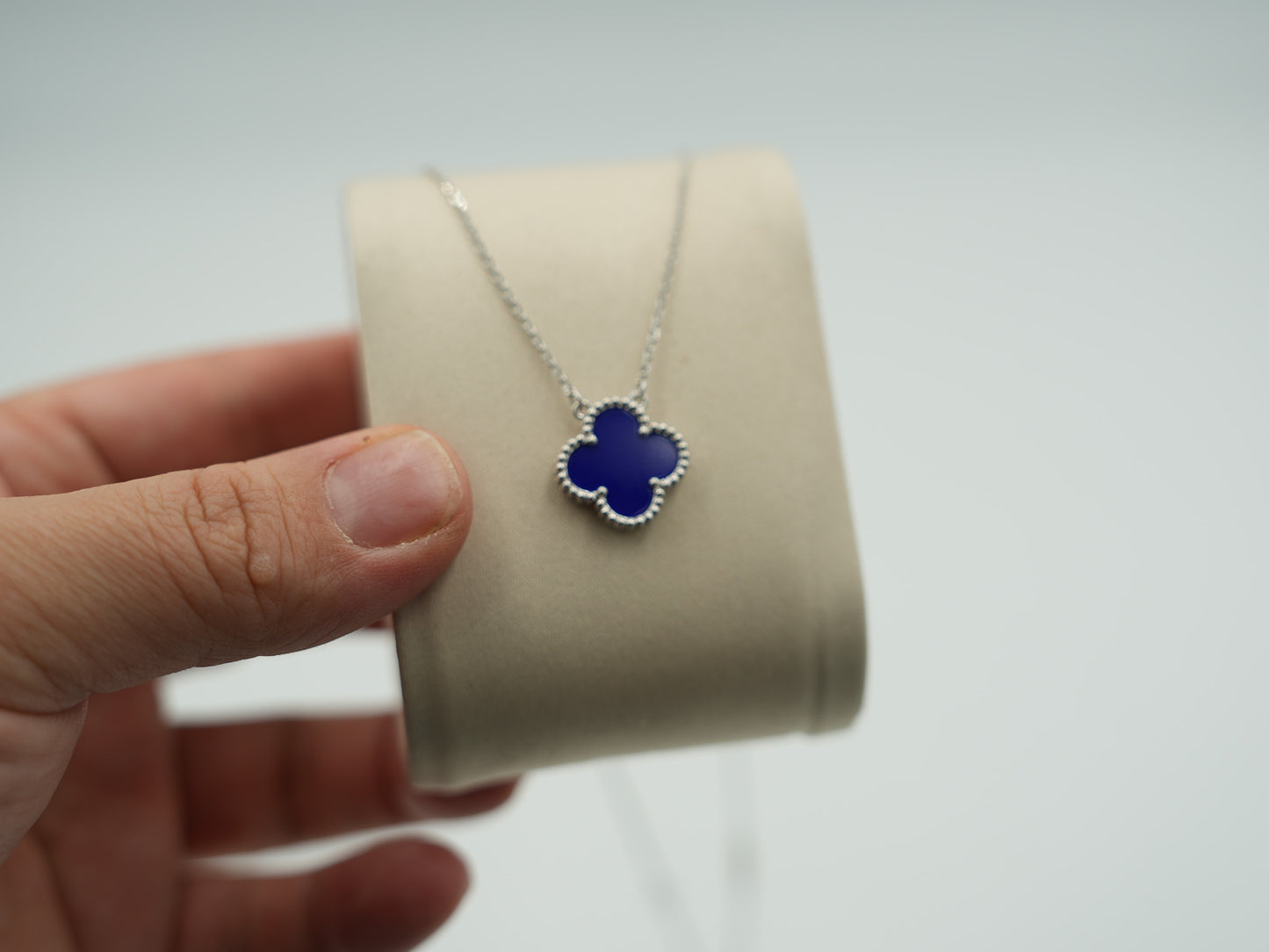 One clover necklace 15mm clover size 925 silver 18k white gold plated