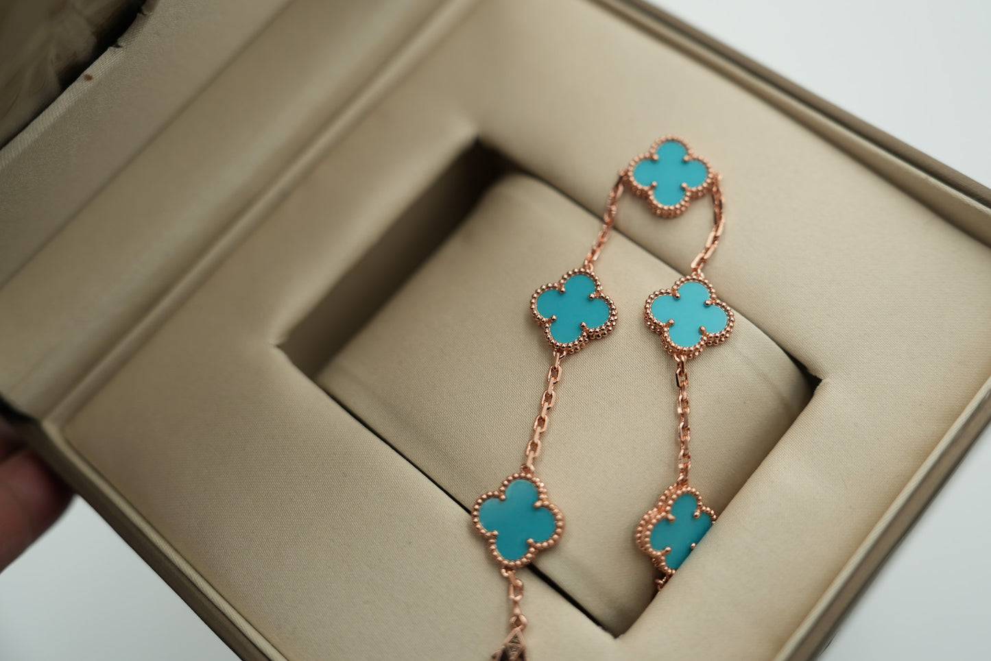Turquoise 5 motif bracelet 925 silver 18k gold plated
