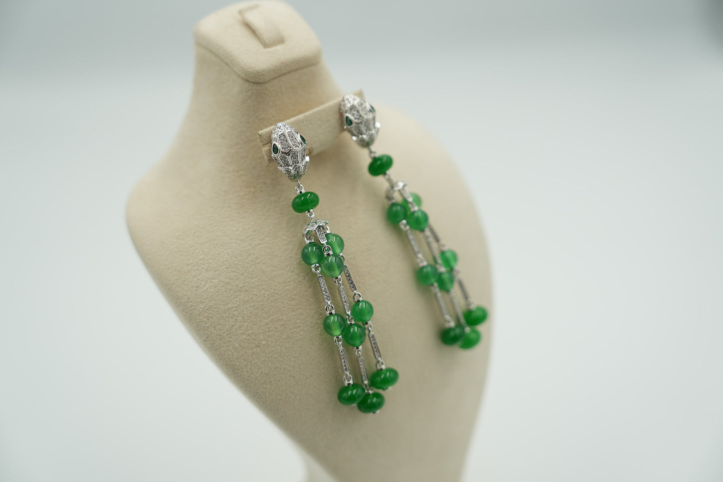 Snake head tassel earrings 925 silver 18k white gold plated serpenti earrings