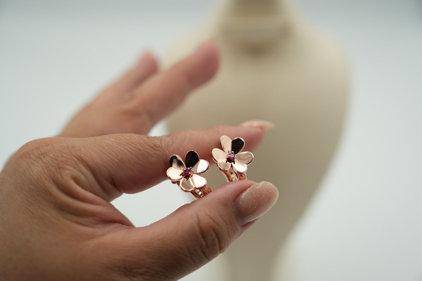 Frivole Clover earrings 925 silver 18k rose gold plated