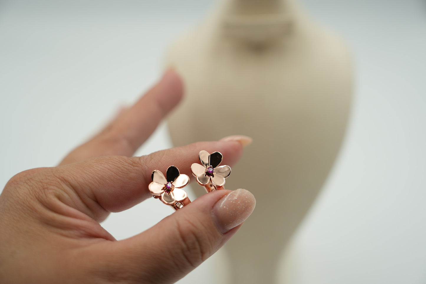 Frivole Clover earrings 925 silver 18k rose gold plated