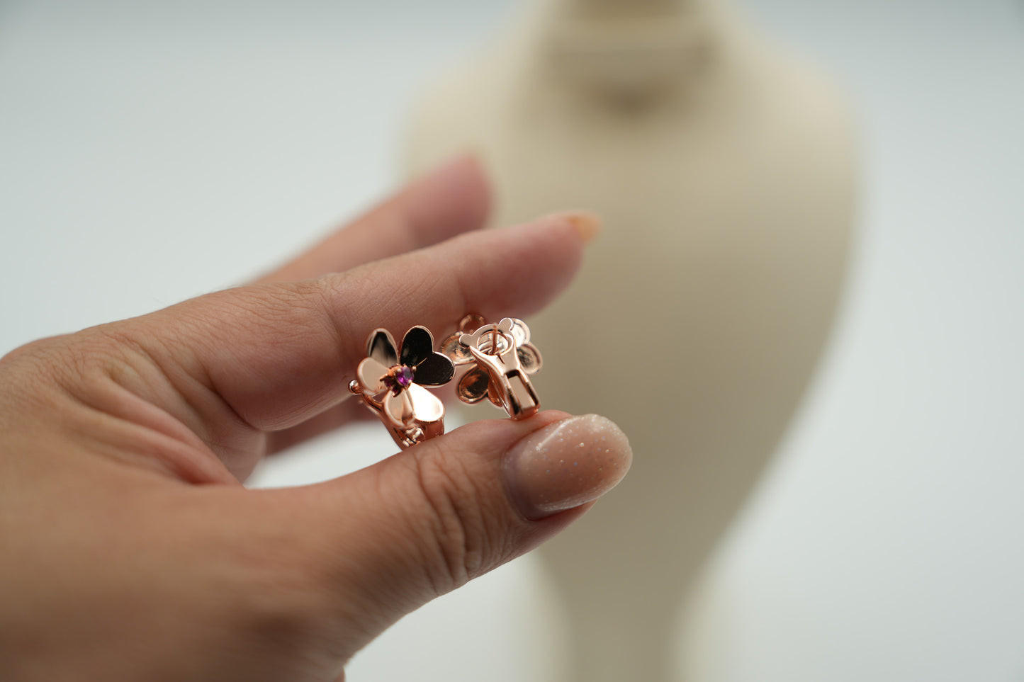 Frivole Clover earrings 925 silver 18k rose gold plated