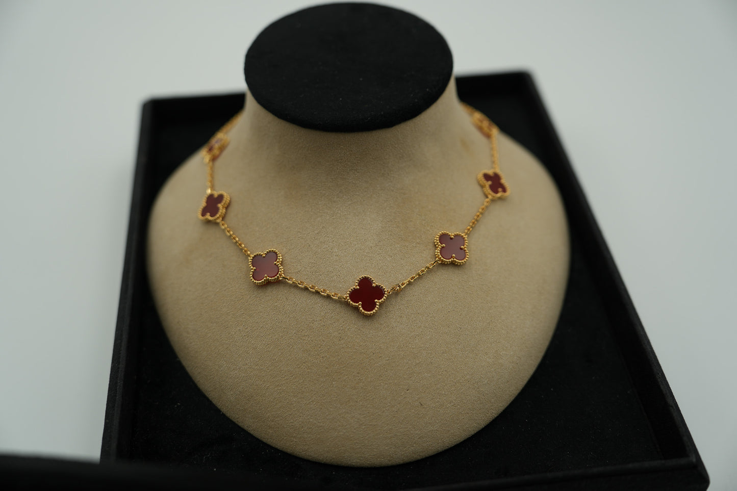 Carnelian 10 motif necklace 925 silver 18k gold plated
