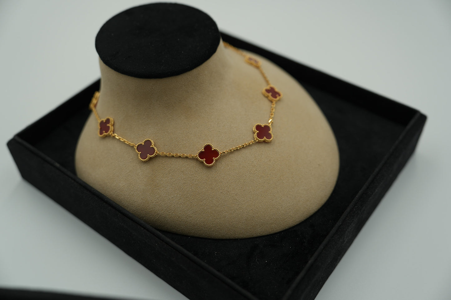Carnelian 10 motif necklace 925 silver 18k gold plated