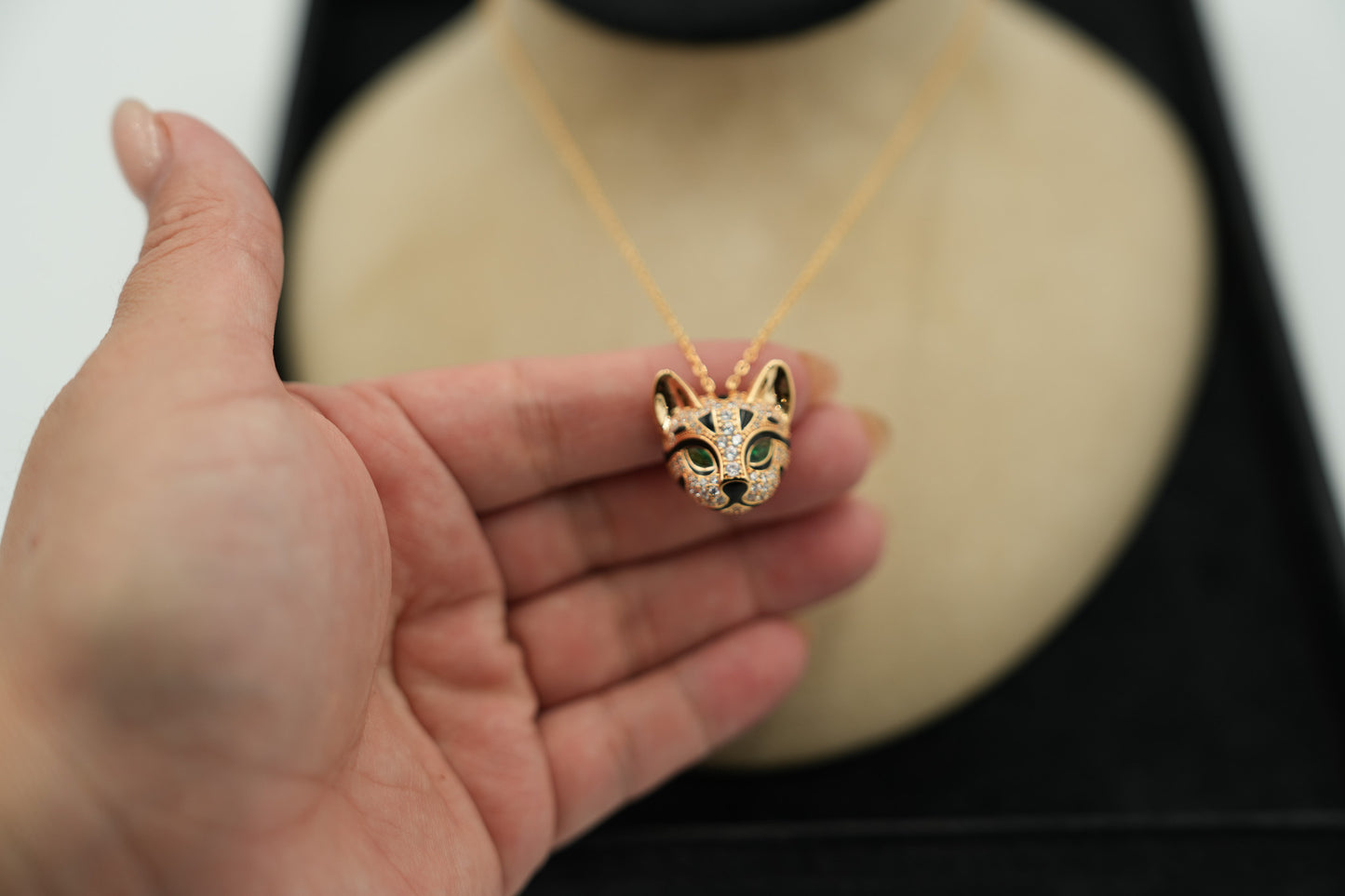 Luxury Cat necklace 925 silver 18k gold plated