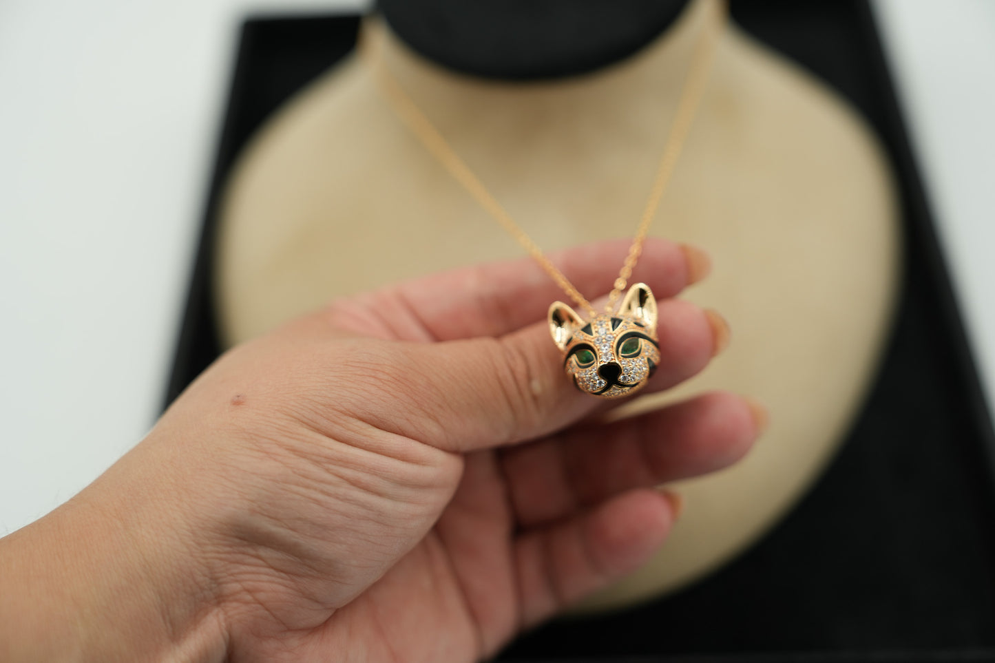 Luxury Cat necklace 925 silver 18k gold plated