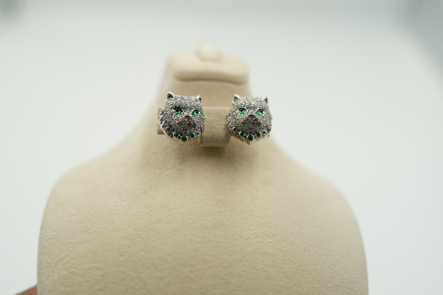 Wladimir Cat earrings 925 silver 18k white gold plated