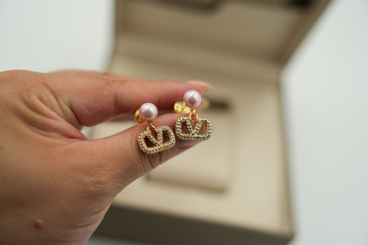 Pink Pearl drop earrings 925 silver 18k gold plated
