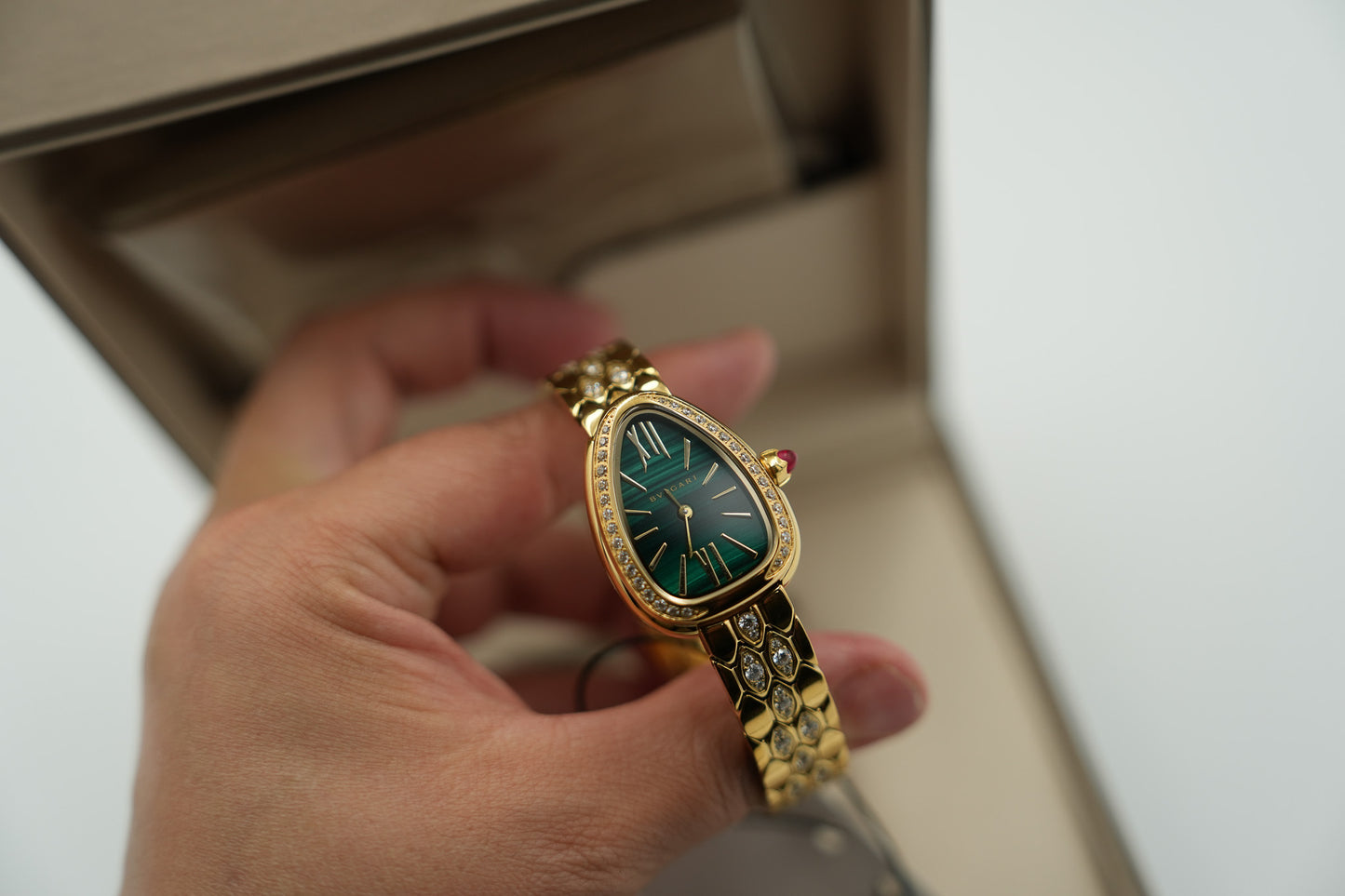 Green Dial Serpenti Watch Quartz Watch snake watch gold color CZ strap