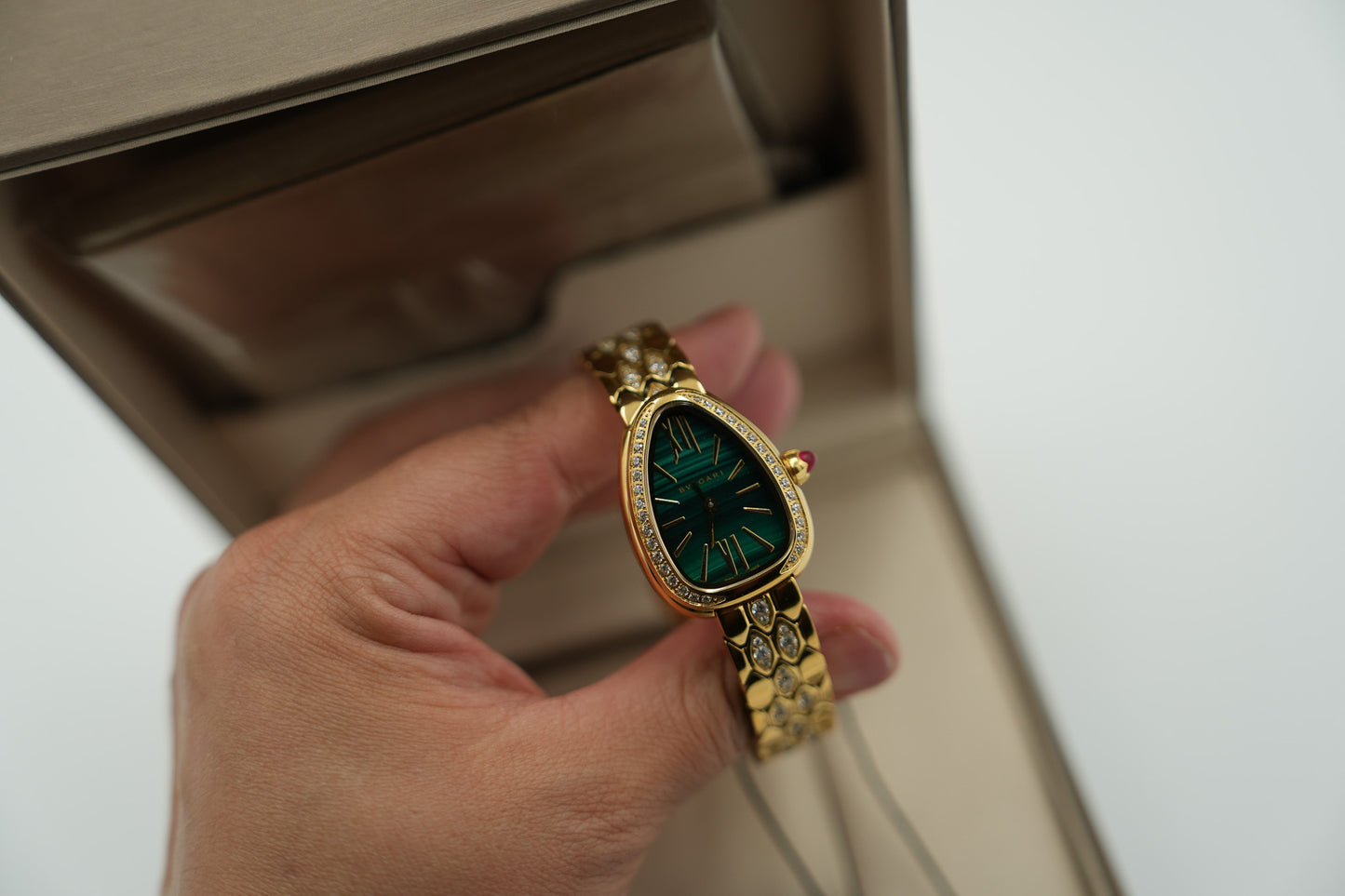 Green Dial Serpenti Watch Quartz Watch snake watch gold color CZ strap