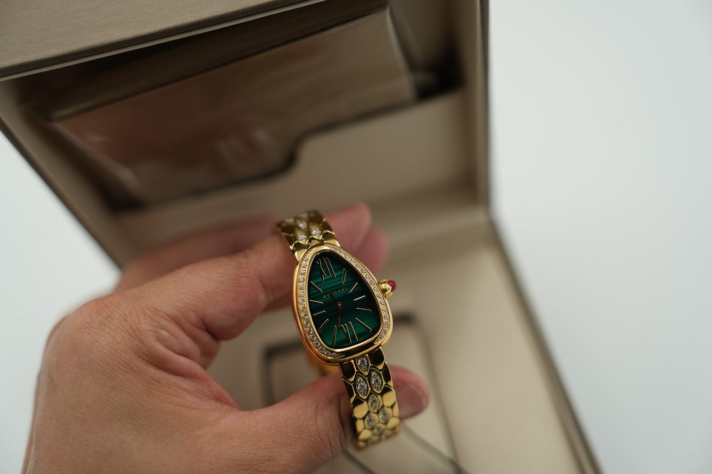 Green Dial Serpenti Watch Quartz Watch snake watch gold color CZ strap