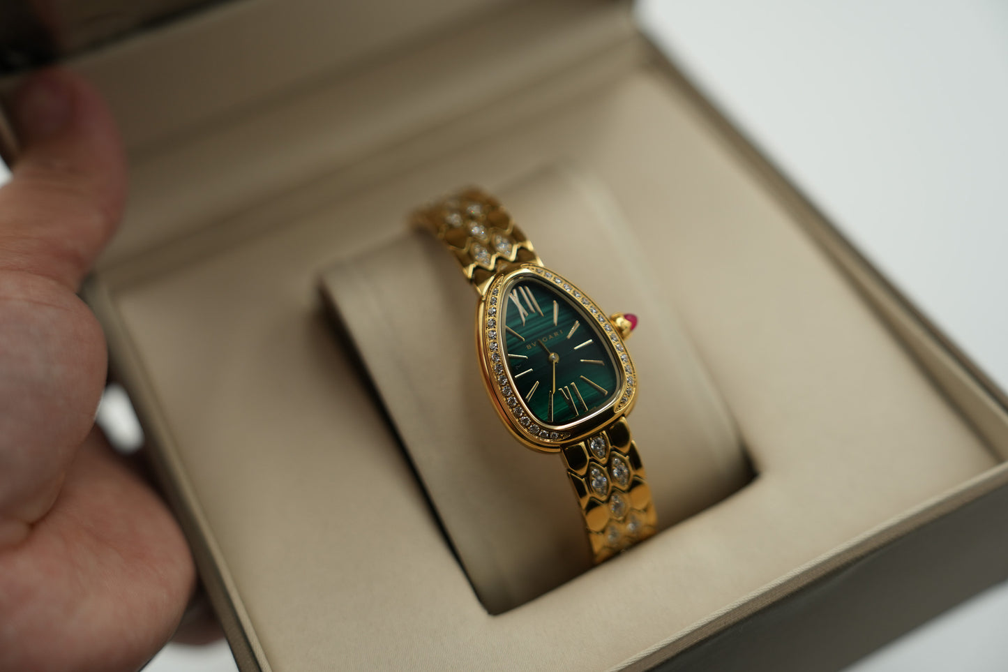 Green Dial Serpenti Watch Quartz Watch snake watch gold color CZ strap