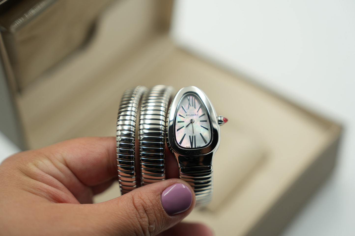 mop Shell Dial Serpenti Watch Quartz Watch snake watch silver color Double Raw