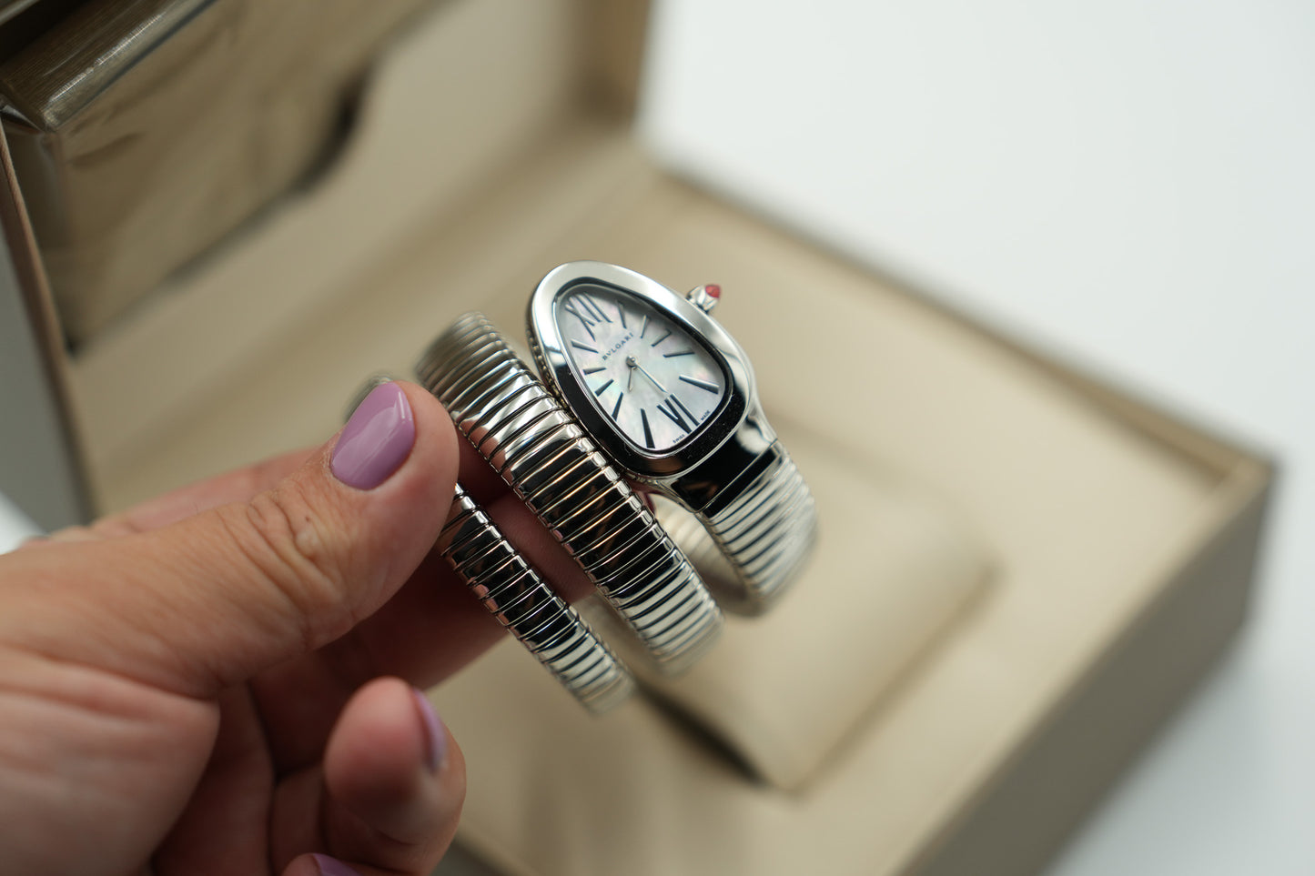 mop Shell Dial Serpenti Watch  Quartz Watch snake watch silver color Double Raw