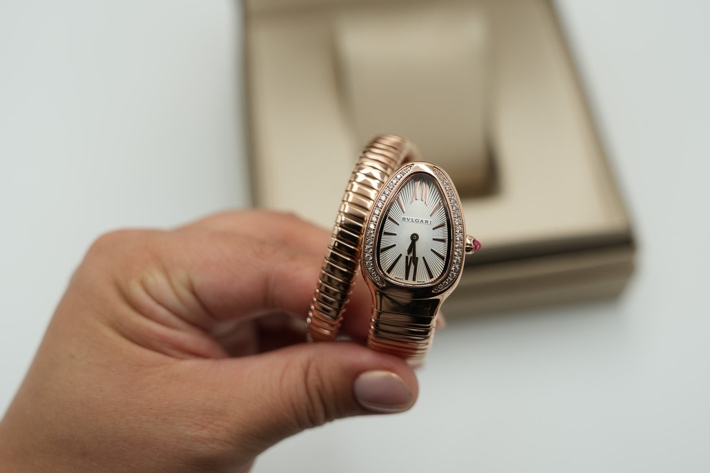 CZ white Dial Serpenti Watch Quartz Watch snake watch rose gold color