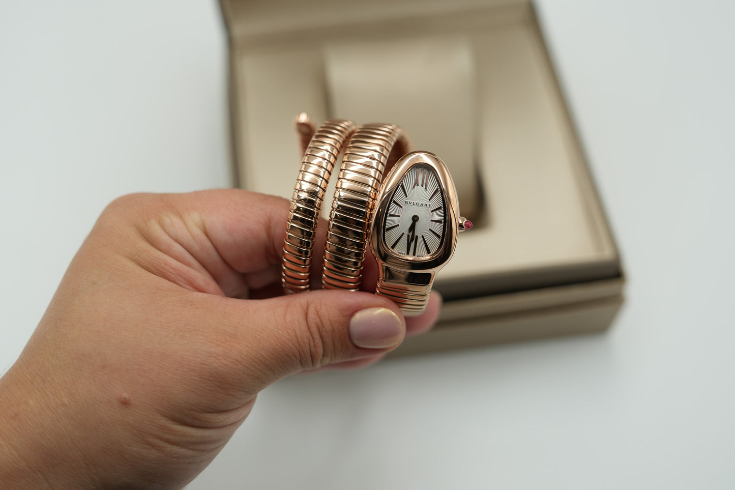 white Dial Serpenti Watch Quartz Watch snake watch rose gold color Double Raw