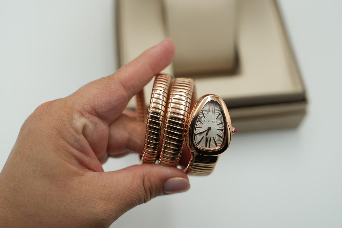 white Dial Serpenti Watch Quartz Watch snake watch rose gold color Double Raw