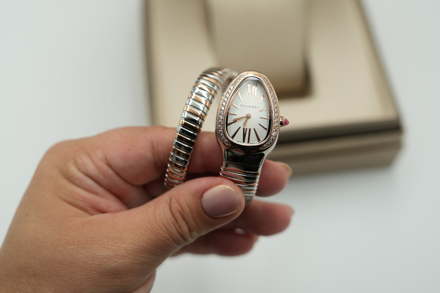 CZ white Dial Serpenti Watch Quartz Watch snake watch rose rainbow color