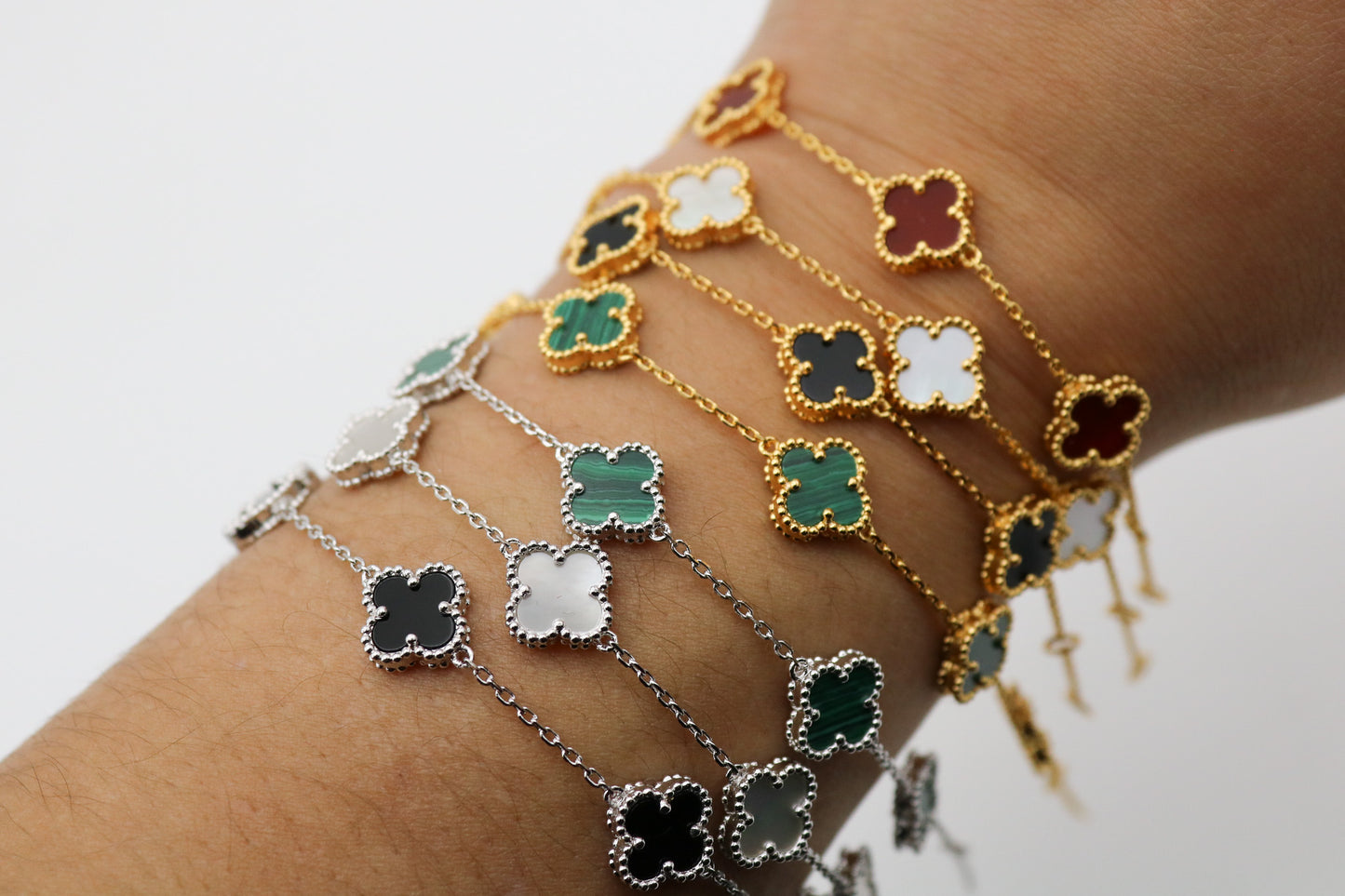 Sweet 10mm clover bracelet 925 silver 18k gold plated