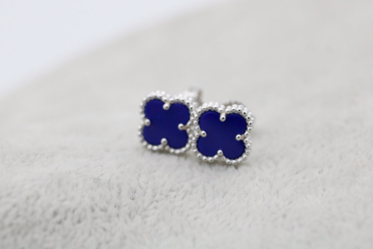 Sweet 10mm clover earrings 925 silver 18k white gold plated