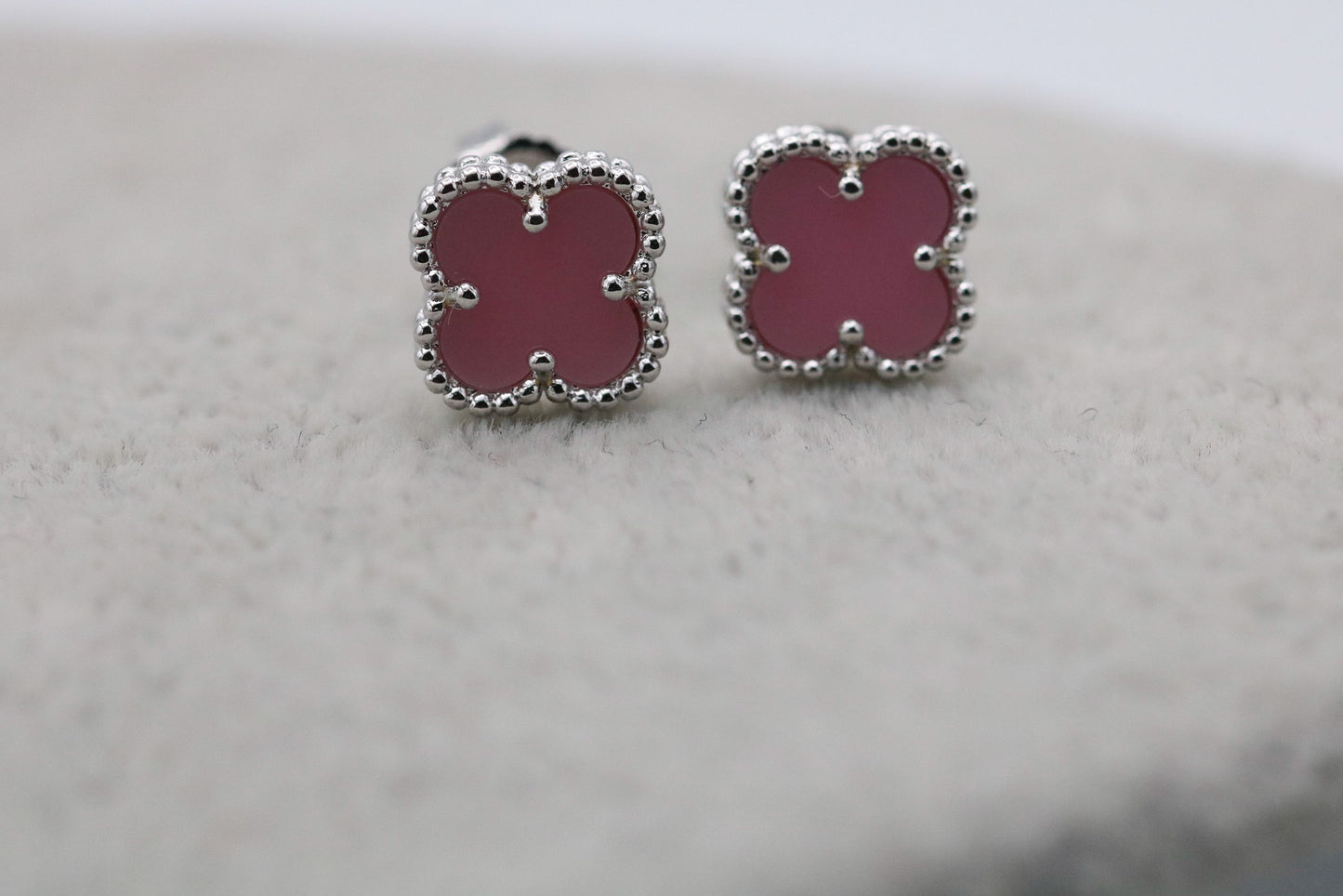 Sweet 10mm clover earrings 925 silver 18k white gold plated