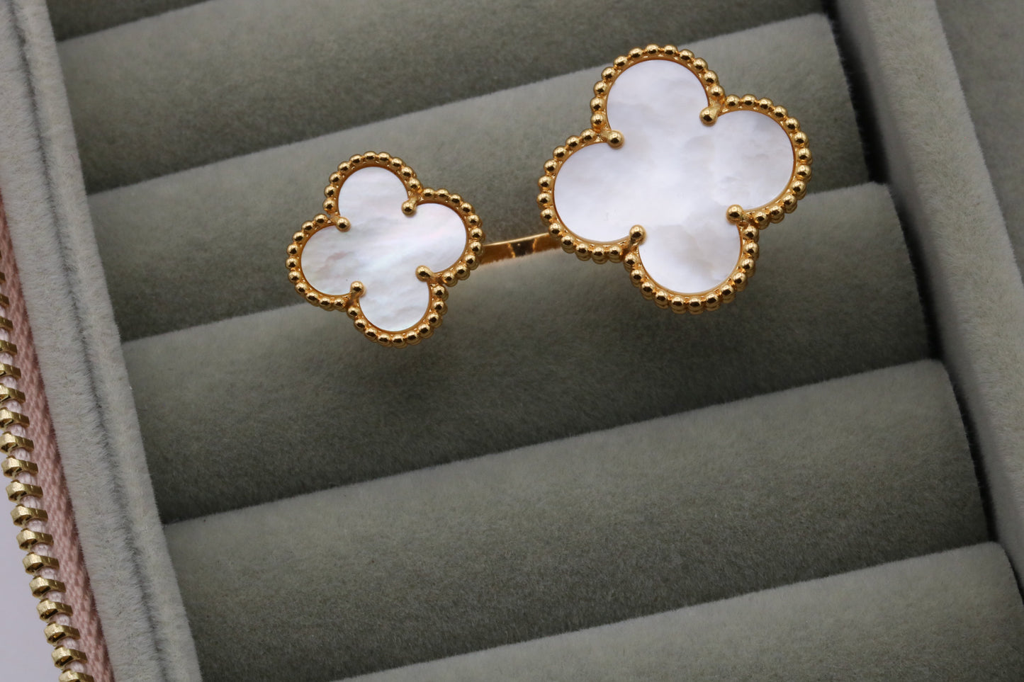 Gemstone Clover Open ring 925 silver 18k gold plated open ring